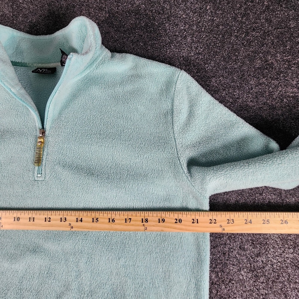 New York & Company Sweater Women's M Quarter Zip Mock Neck Light Blue Preppy - Picture 7 of 8